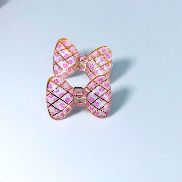 Pink Floral Bow Kawaii Handmade Stud Earrings Preppy Cute Trendy Unique - Picture 4 of 9